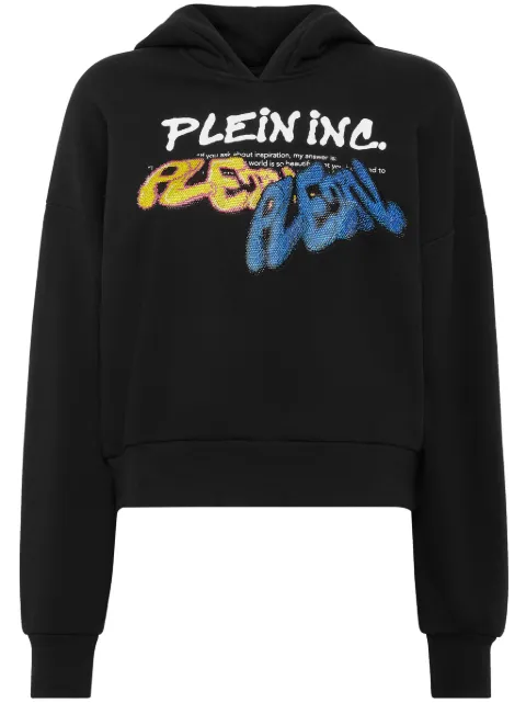 Philipp Plein logo-print cropped hoodie