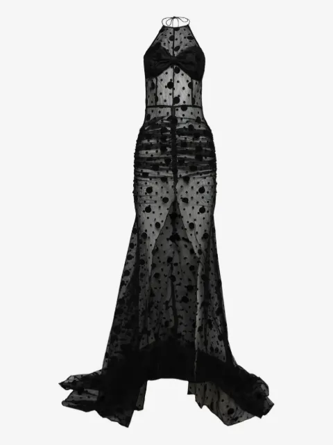 LaQuan Smith halterneck polka-dot gown