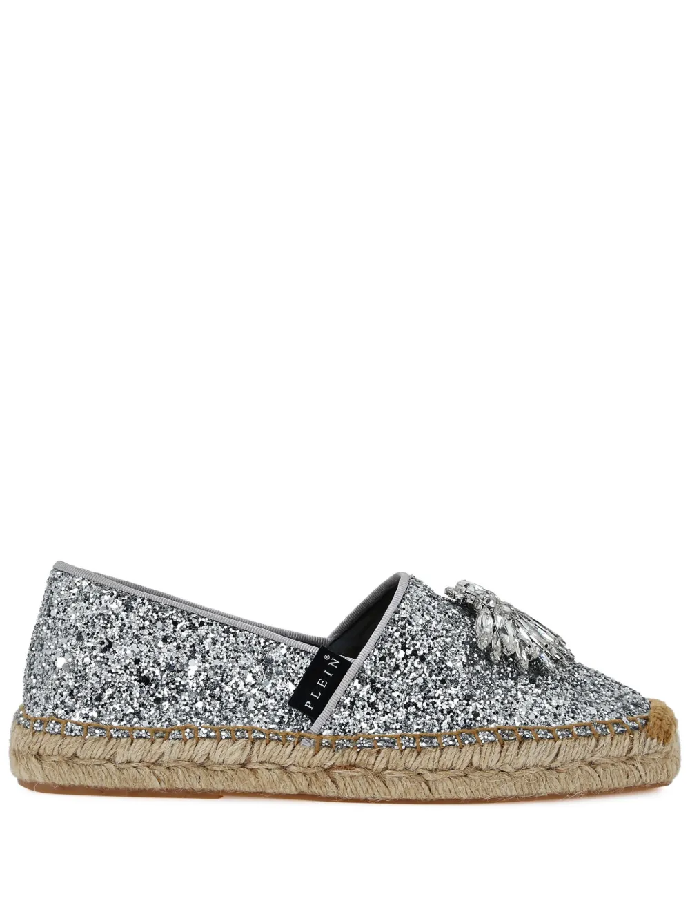 Philipp Plein crystal-appliqué glittered espadrilles Silver