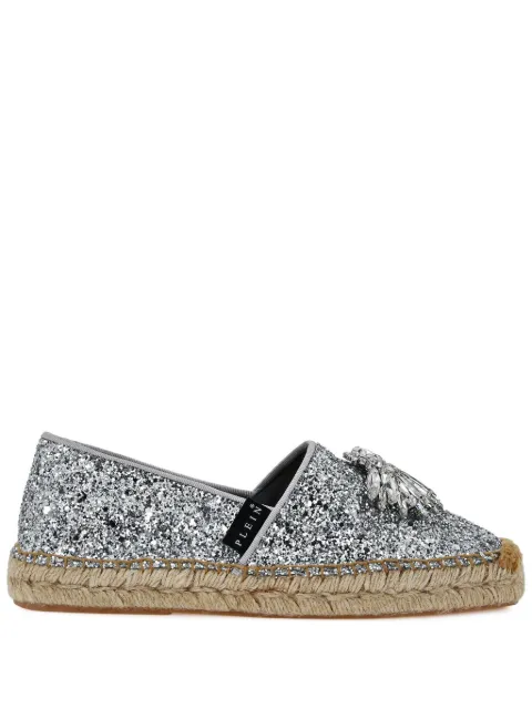 Philipp Plein crystal-appliqué glittered espadrilles