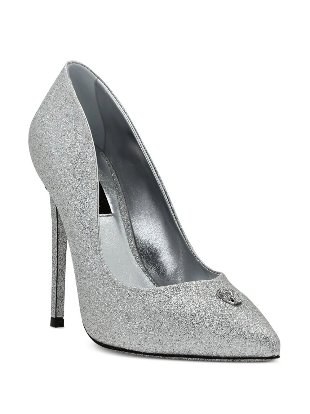 Shop Philipp Plein 120mm Glittered Pumps In Silver