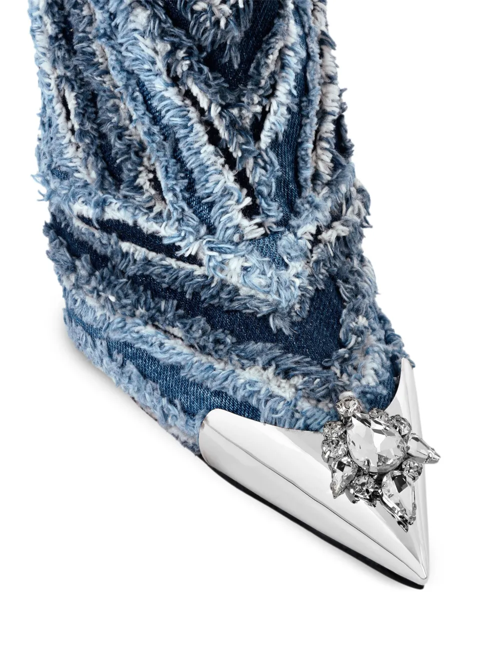Philipp Plein 120mm mix denim high boots Blue