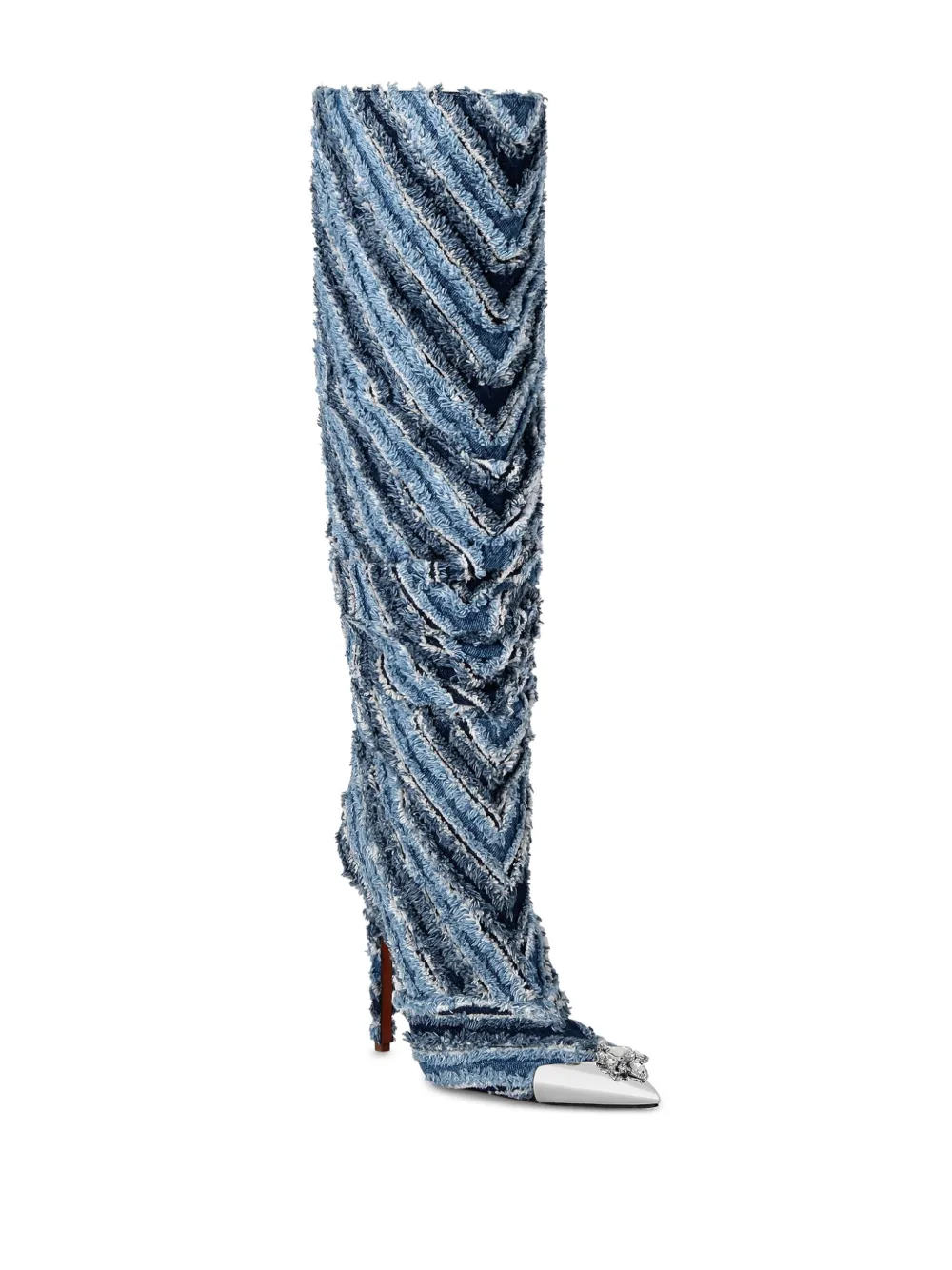 Philipp Plein 120mm mix denim high boots Blue