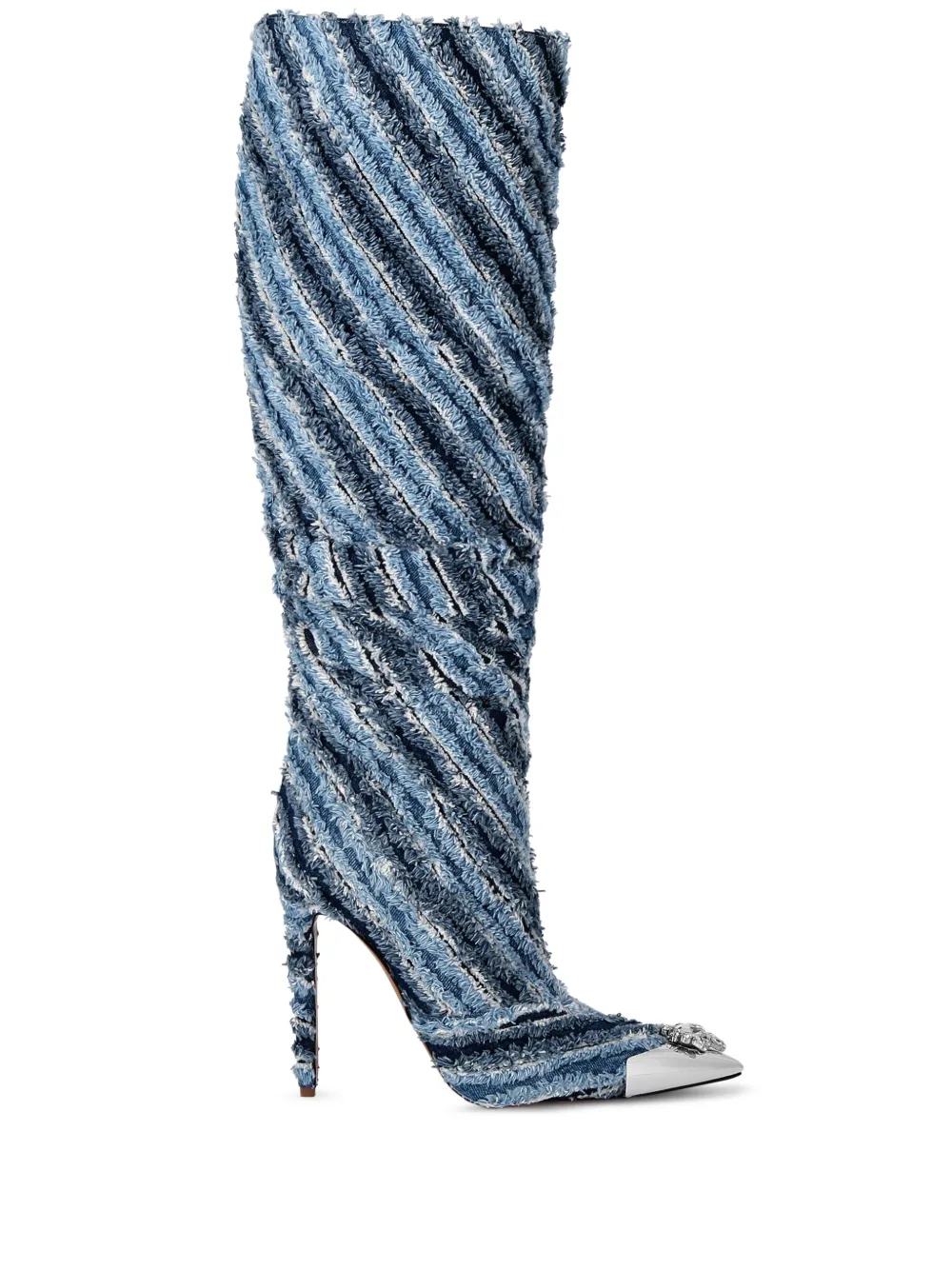 Philipp Plein 120mm mix denim high boots Blue