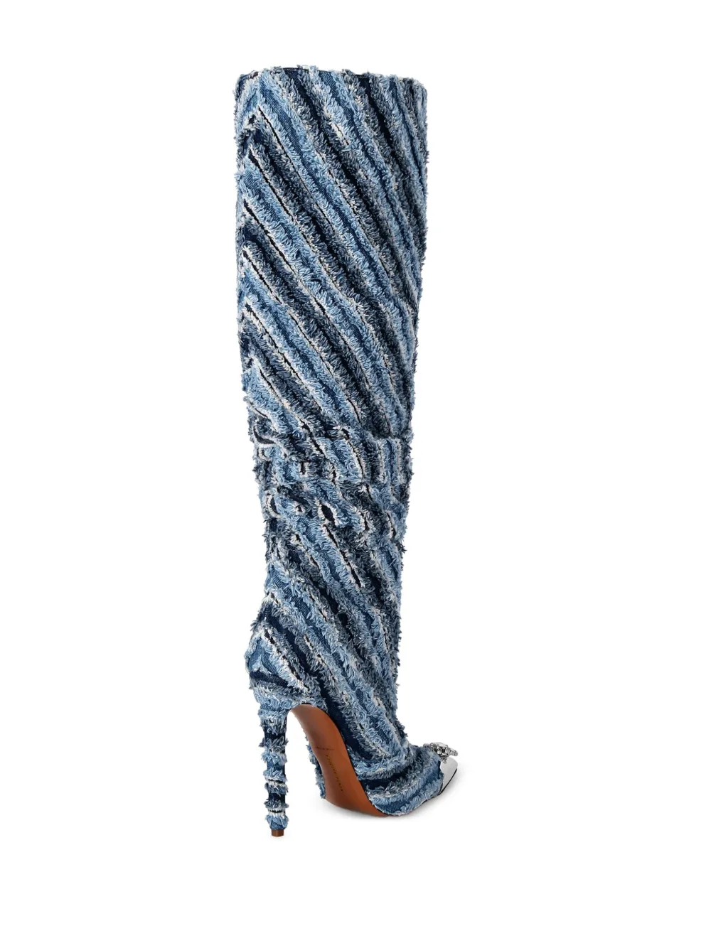 Philipp Plein 120mm mix denim high boots Blue