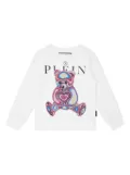 Philipp Plein Junior Teddy Bear crystal-embellished sweatshirt - White