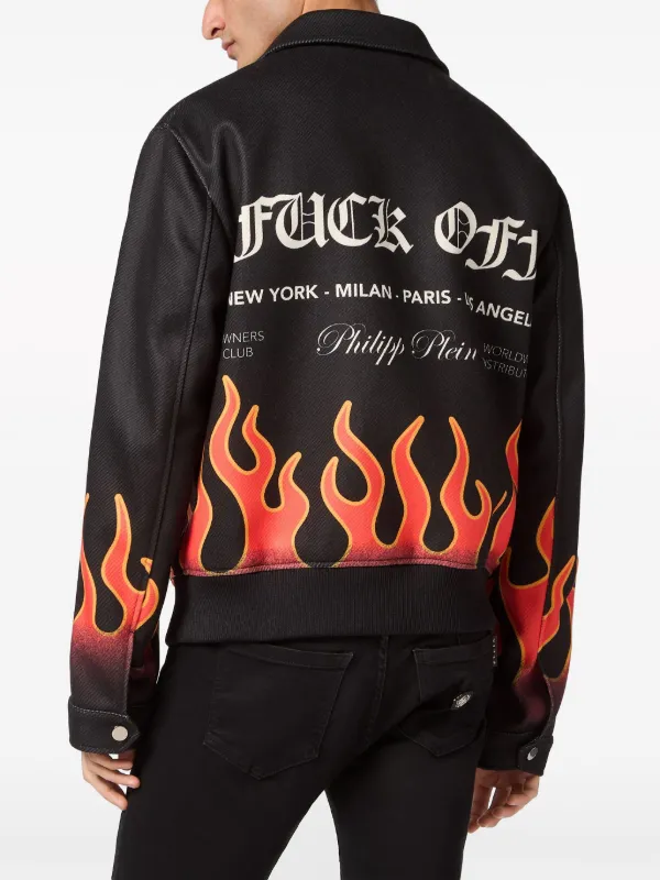 Philipp Plein Flame-print Bomber Jacket | Black | FARFETCH