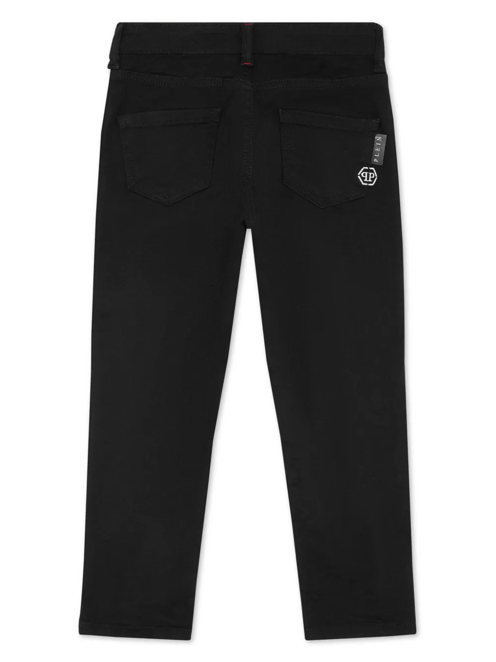 Philipp Plein Junior Katoenen jeans met logo applicatie - Blauw