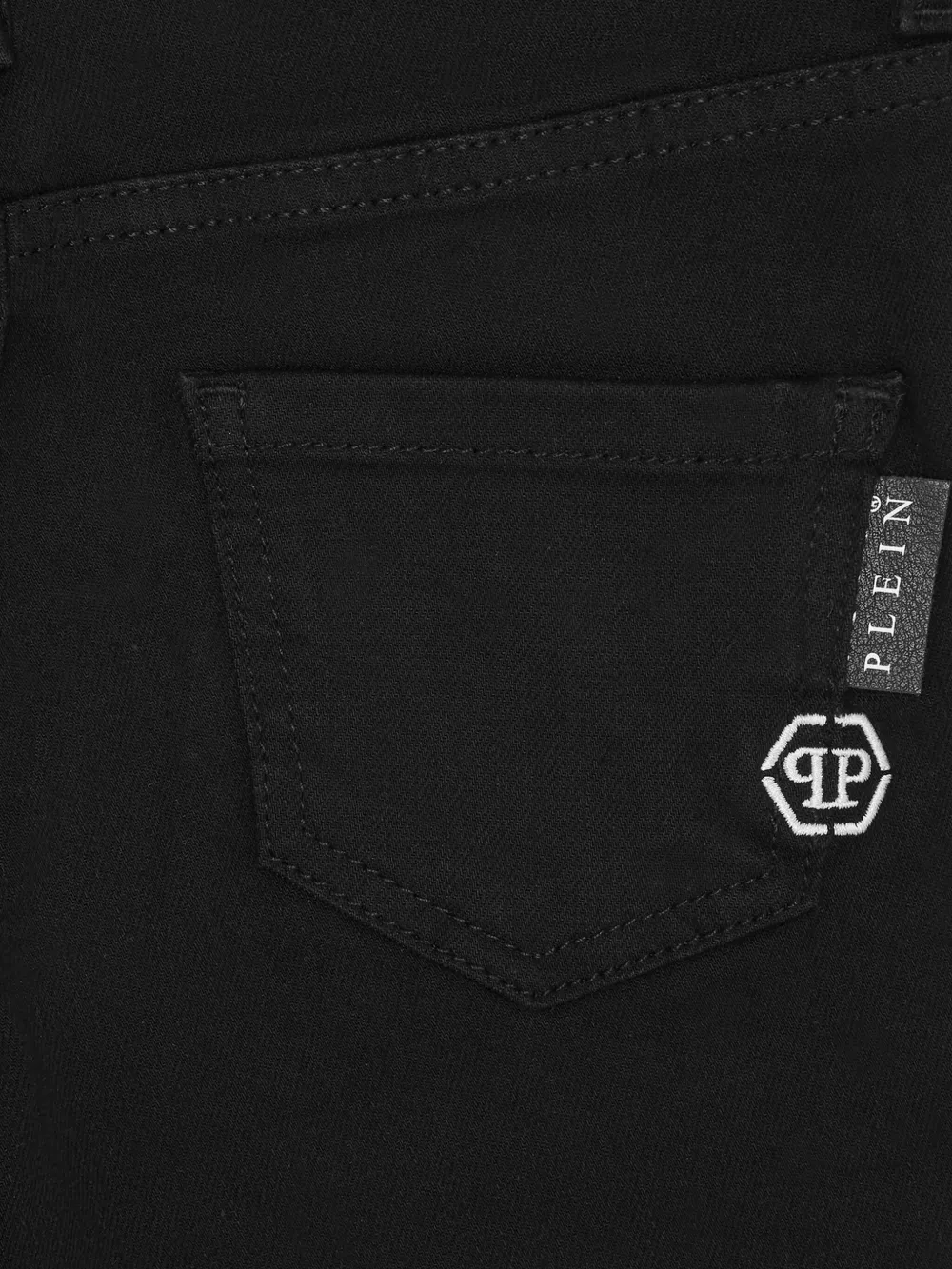 Philipp Plein Junior Katoenen jeans met logo applicatie Blauw