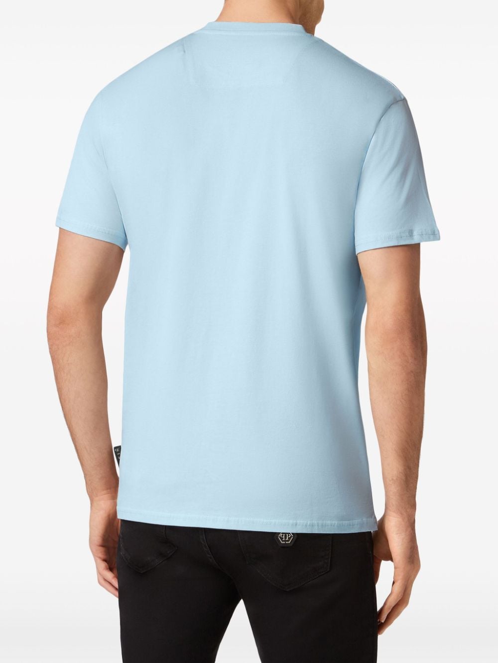Shop Philipp Plein Logo-appliqué Cotton T-shirt In Blue