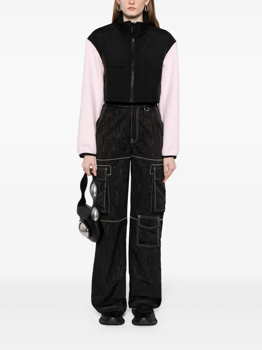 Alexander Wang two-tone cropped jacket - Zwart