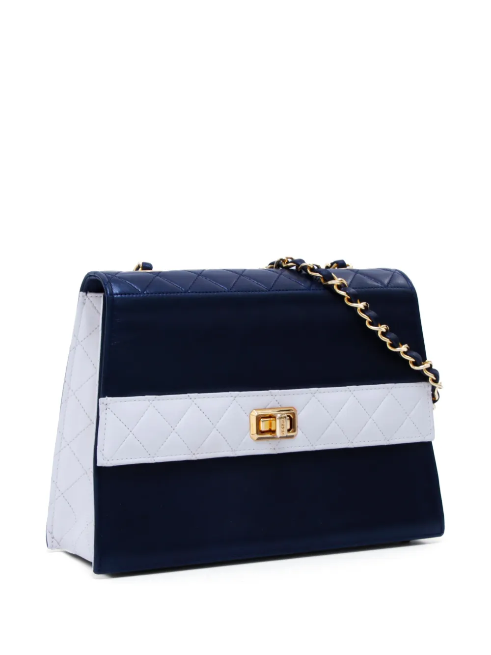 Pre-owned Chanel 1989-1991 Diamond-quilted Shoulder Bag In Blue
