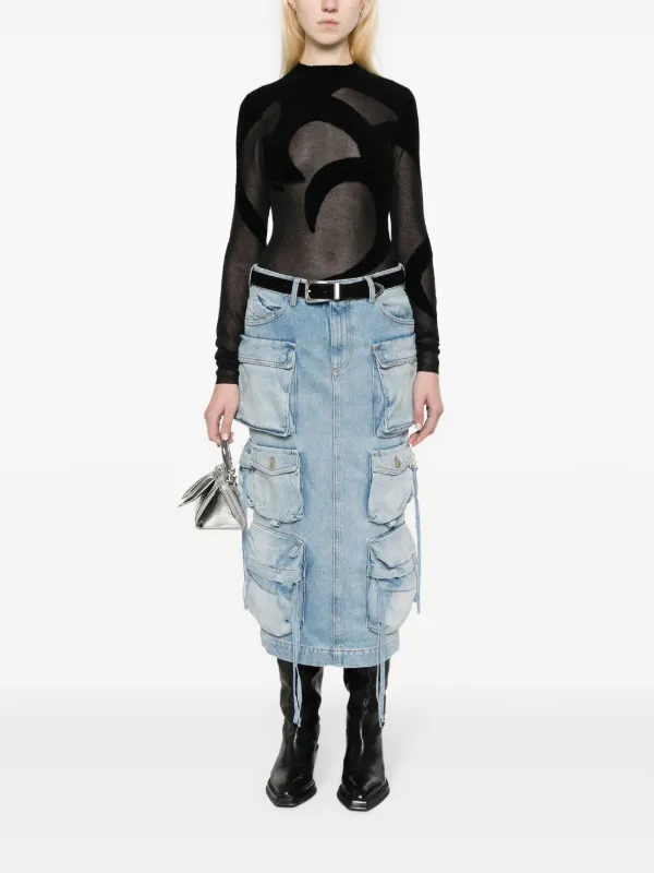 The Attico Denim Cargo Skirt | Blue | FARFETCH