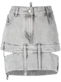 The Attico cut-out denim mini skirt - Grey