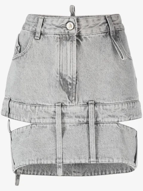 The Attico cut-out denim mini skirt 