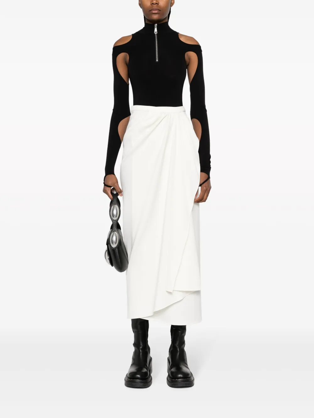 MM6 Maison Margiela Gedrapeerde midi-rok - Wit