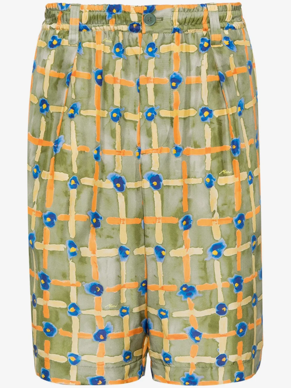 Marni abstract-print silk Bermuda shorts | Green | Image 1