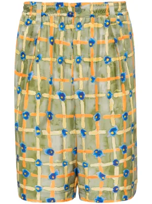 Prada チェック シルクショートパンツ | レッド | FARFETCH JP