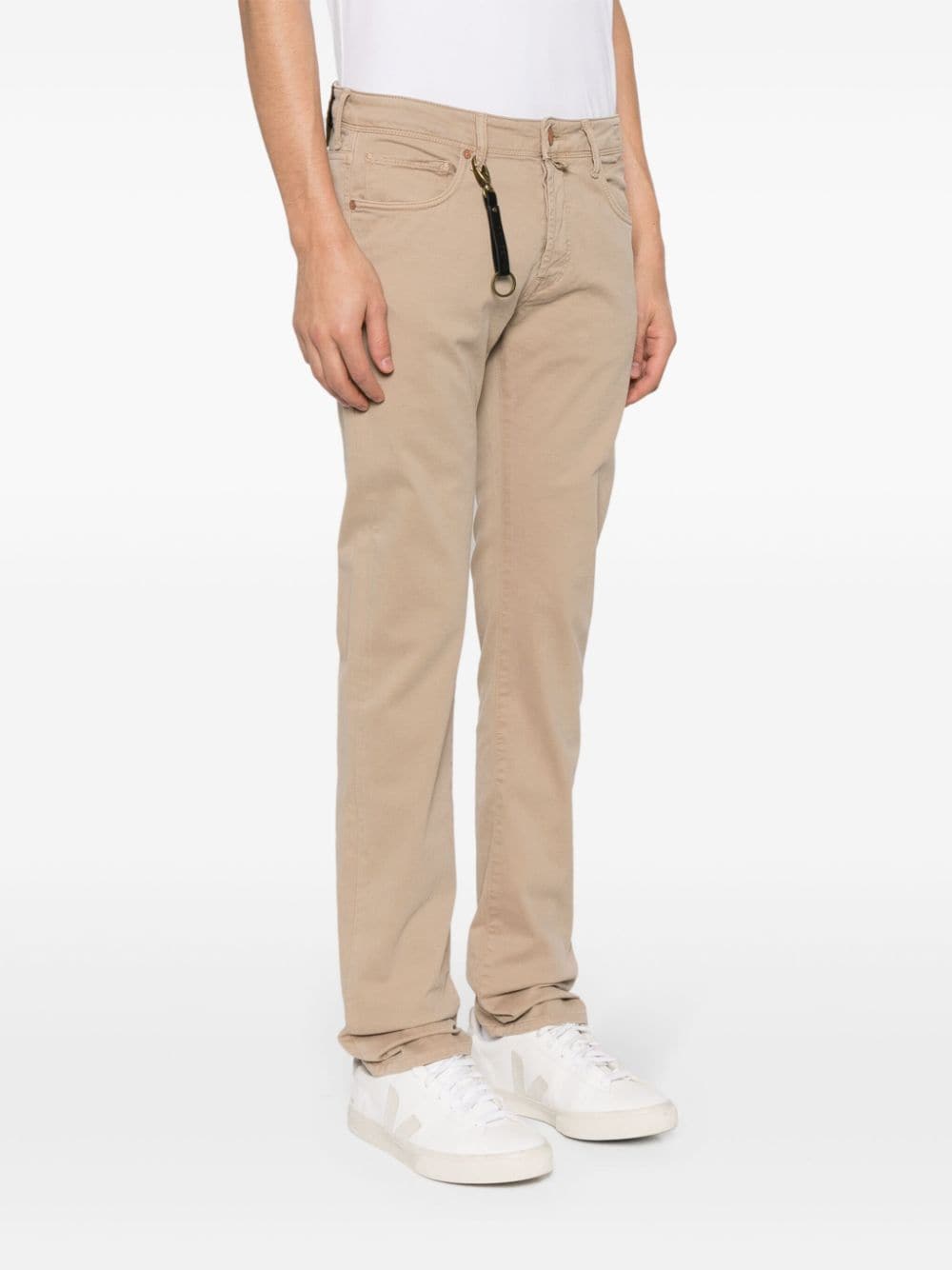 Shop Incotex Keyring Tapered-leg Trousers In Neutrals