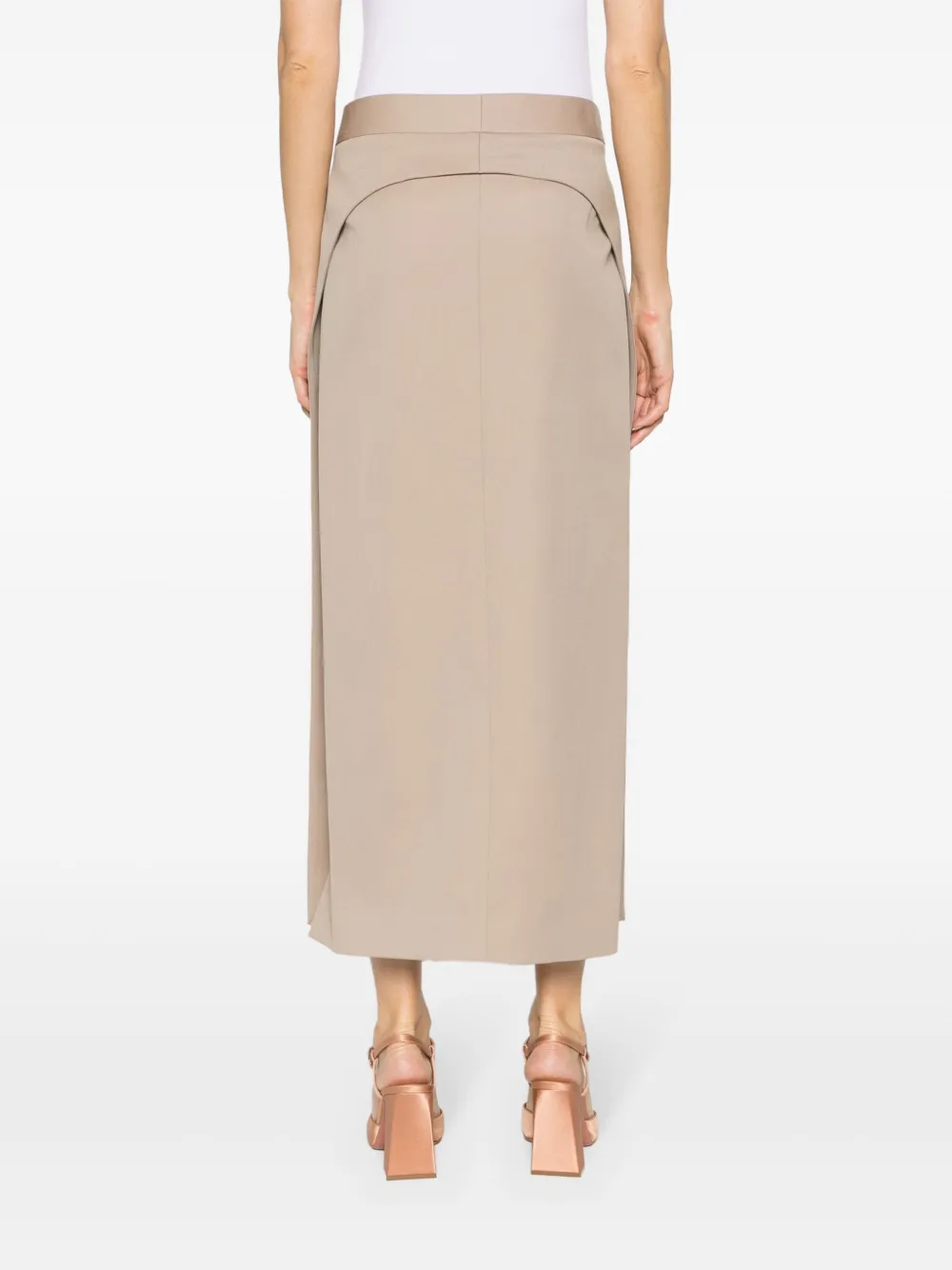 The Attico Twill midi-rok met gelaagd vlak Beige