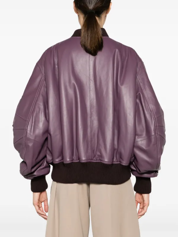 The Attico Anja Padded Leather Bomber Jacket Purple FARFETCH AU