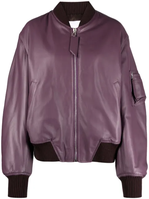 The Attico Anja padded leather bomber jacket