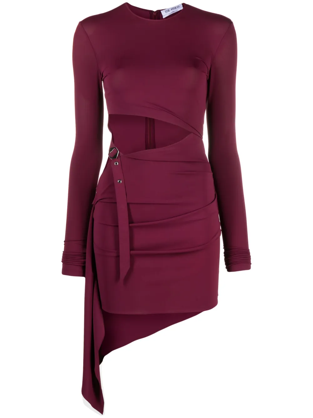 Shop Attico Cut-out Draped Minidress In Red