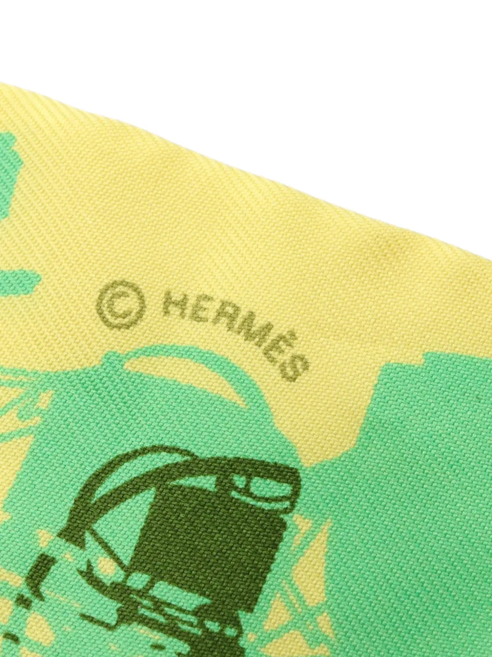 Pre-owned Hermes 2000s  Graphic-print Silk Twilly Scarf In Yellow