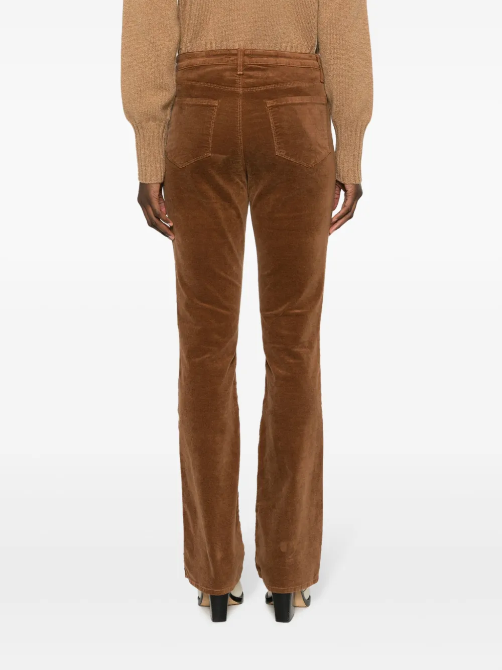 Shop L Agence Stevie Mid-rise Flared Velvet Trousers In Brown