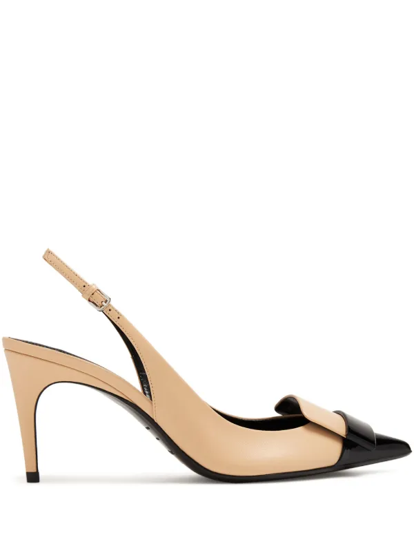 Sergio Rossi SR1 75mm Slingback Leather Pumps | Neutrals | FARFETCH JO 