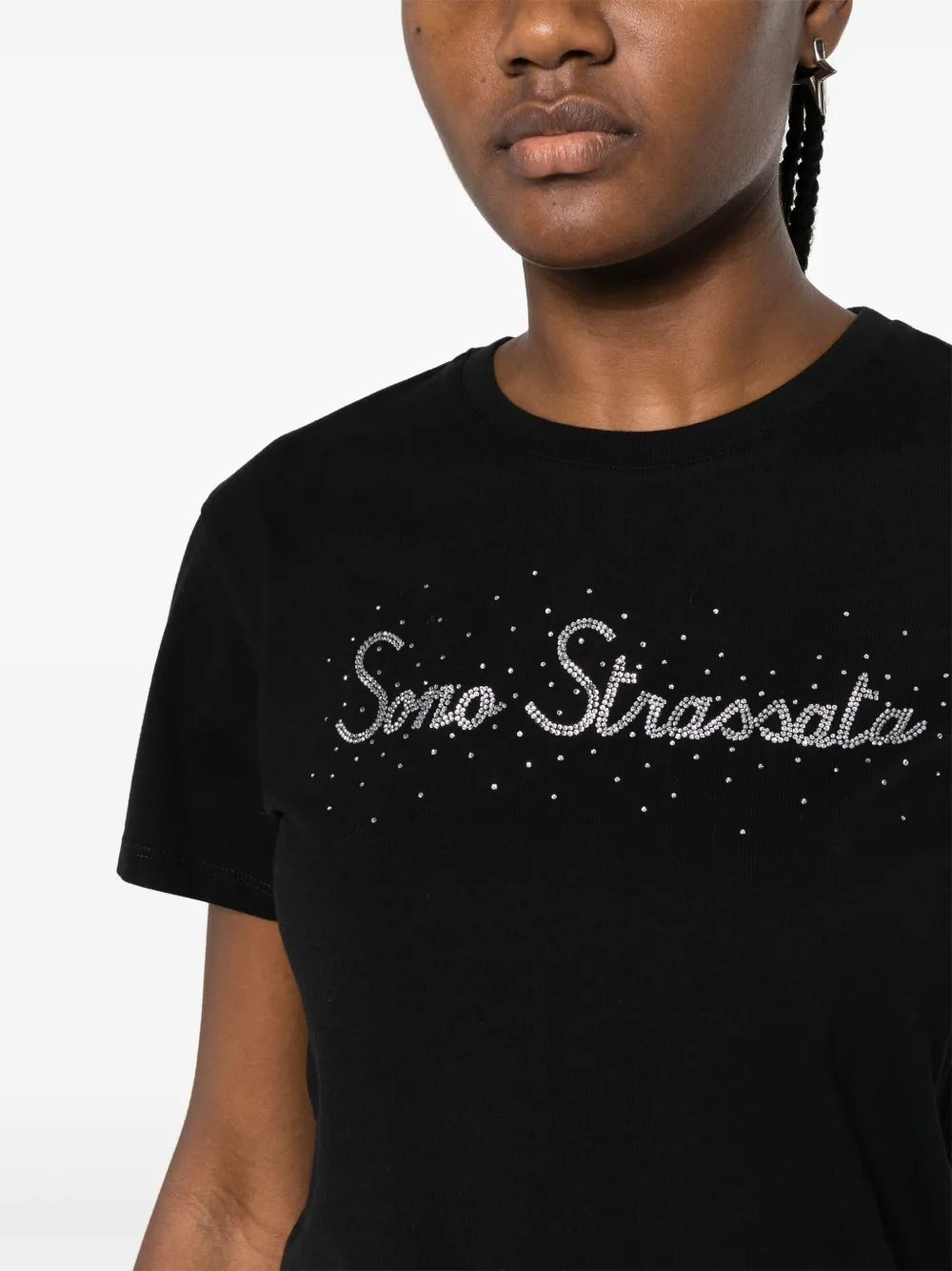 MC2 Saint Barth T-shirt verfraaid met kristallen Zwart