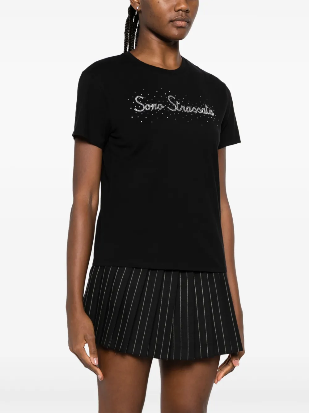MC2 Saint Barth T-shirt verfraaid met kristallen Zwart