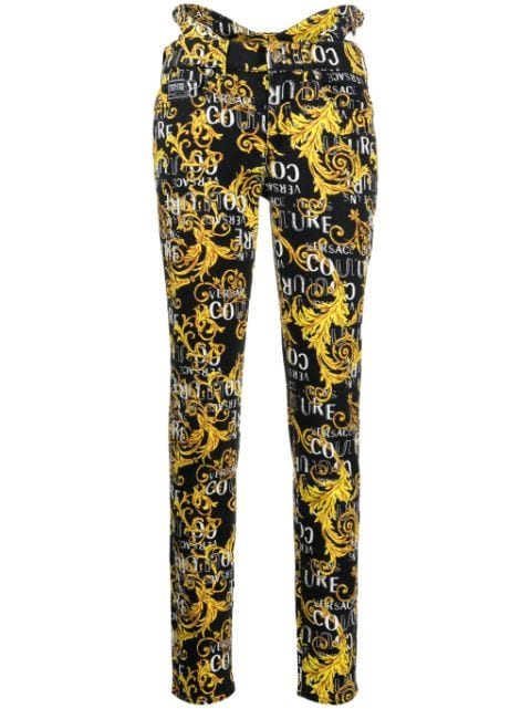 Versace Barocco-print low-rise skinny jeans