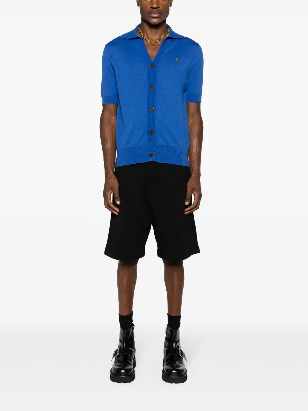 Vivienne Westwood Orb-embroidered short-sleeve cardigan - Blauw