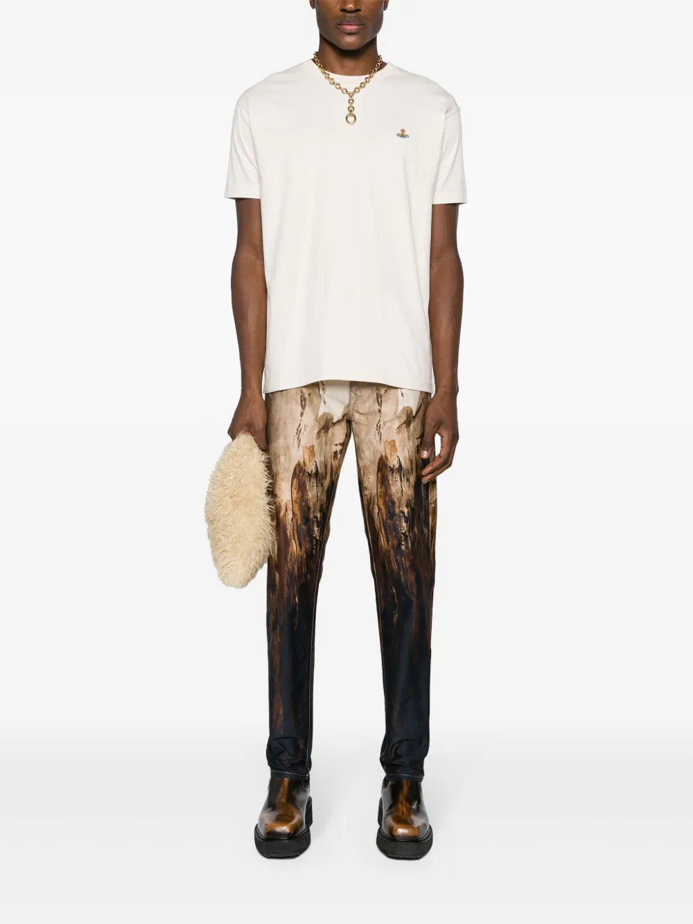 Vivienne Westwood Orb logo-embroidered cotton T-shirt - Beige