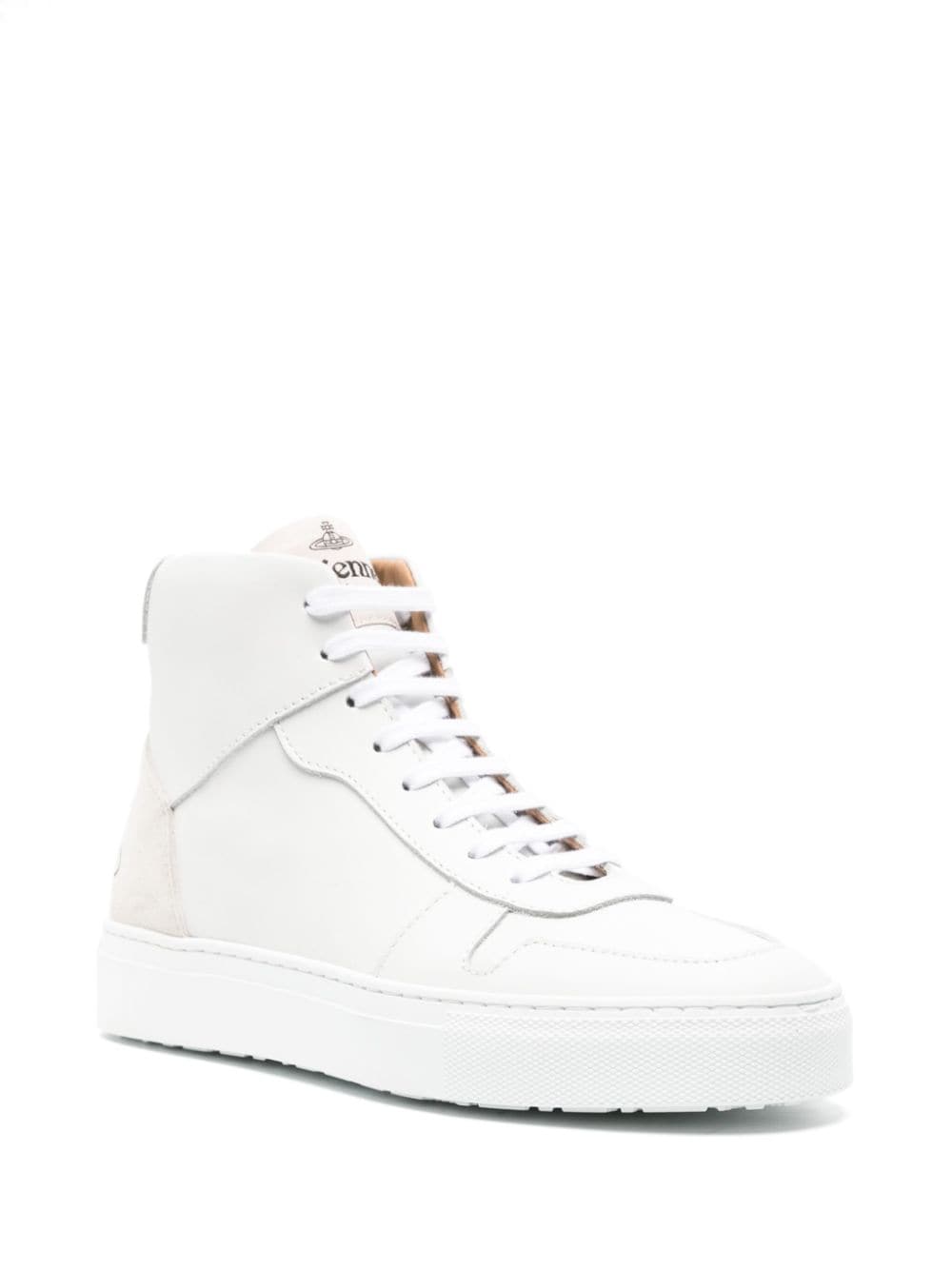 Shop Vivienne Westwood Orb Leather High-top Sneakers In Weiss