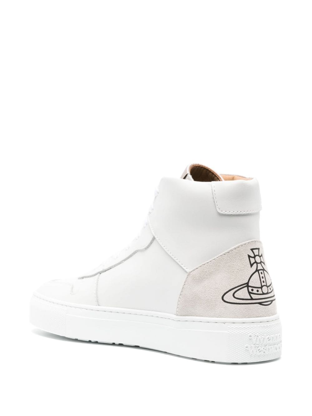Shop Vivienne Westwood Orb Leather High-top Sneakers In Weiss