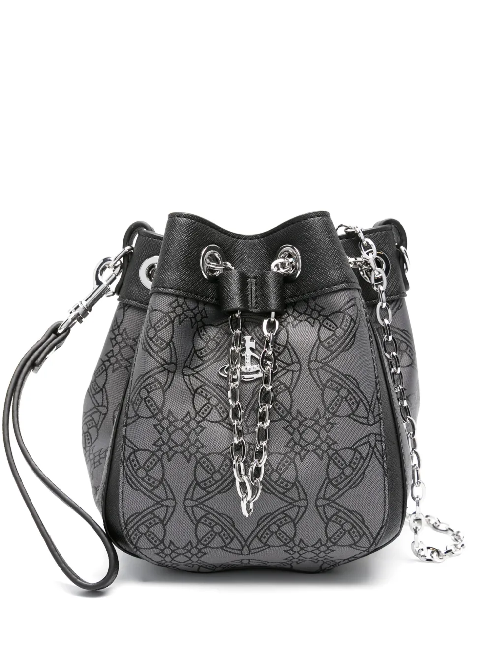 Shop Vivienne Westwood Small Cirissy Orb-print Bucket Bag In Black