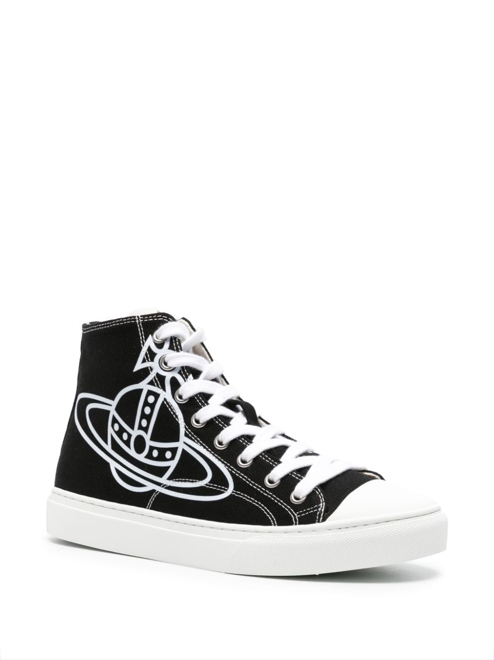 Shop Vivienne Westwood Plimsoll Orb-print Sneakers In Black