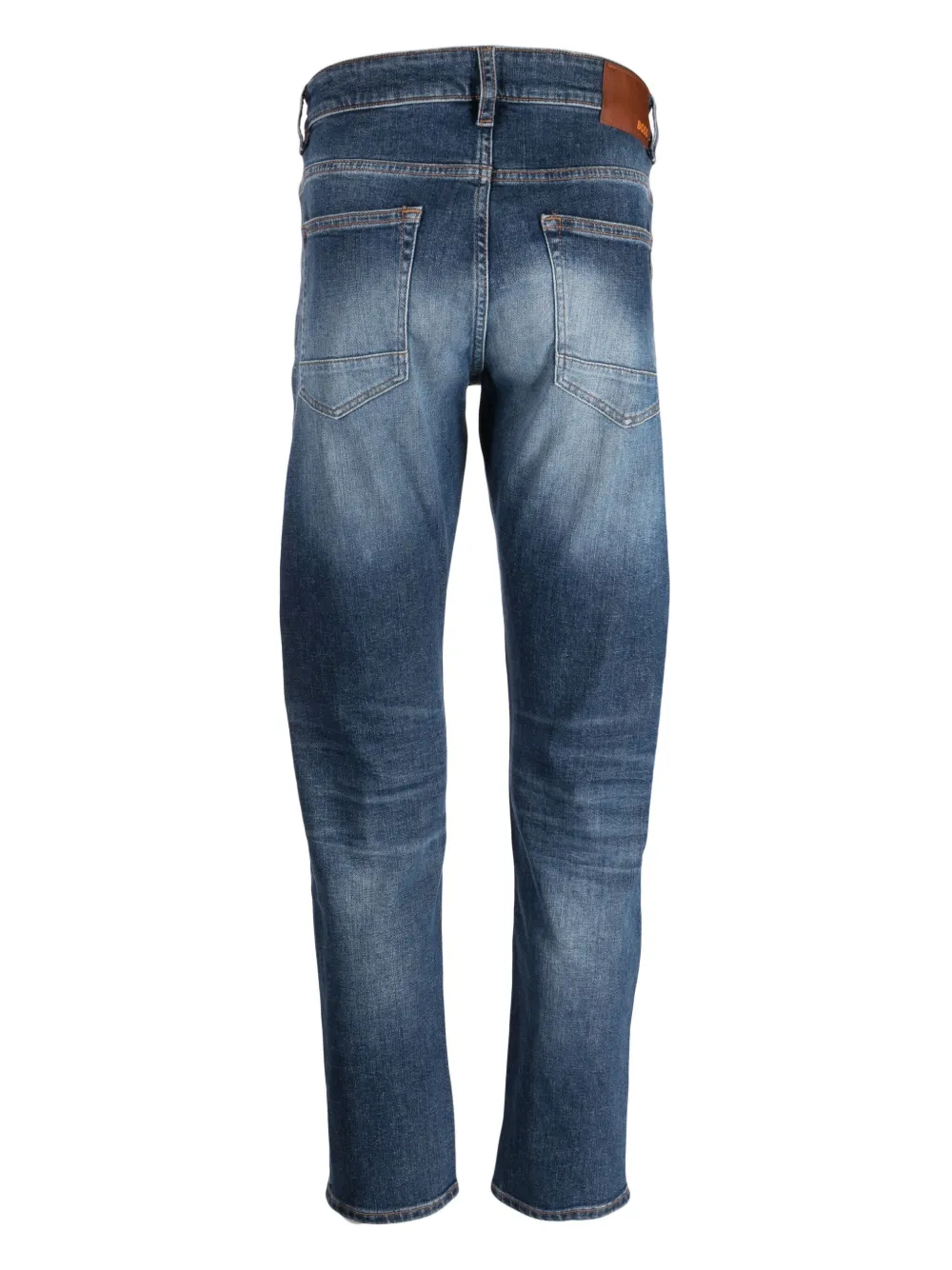 BOSS stonewashed straight-leg jeans - Blauw