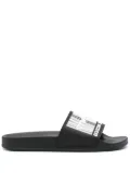 VTMNTS barcode-print appliqué-logo slides - Black