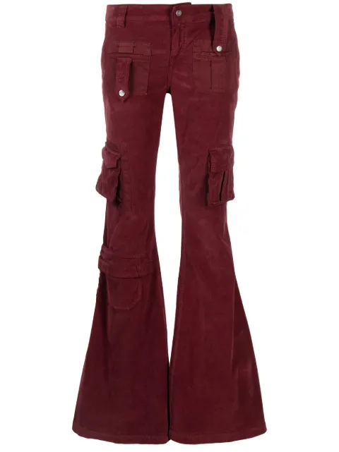Nameplate Chain silk flared trousers