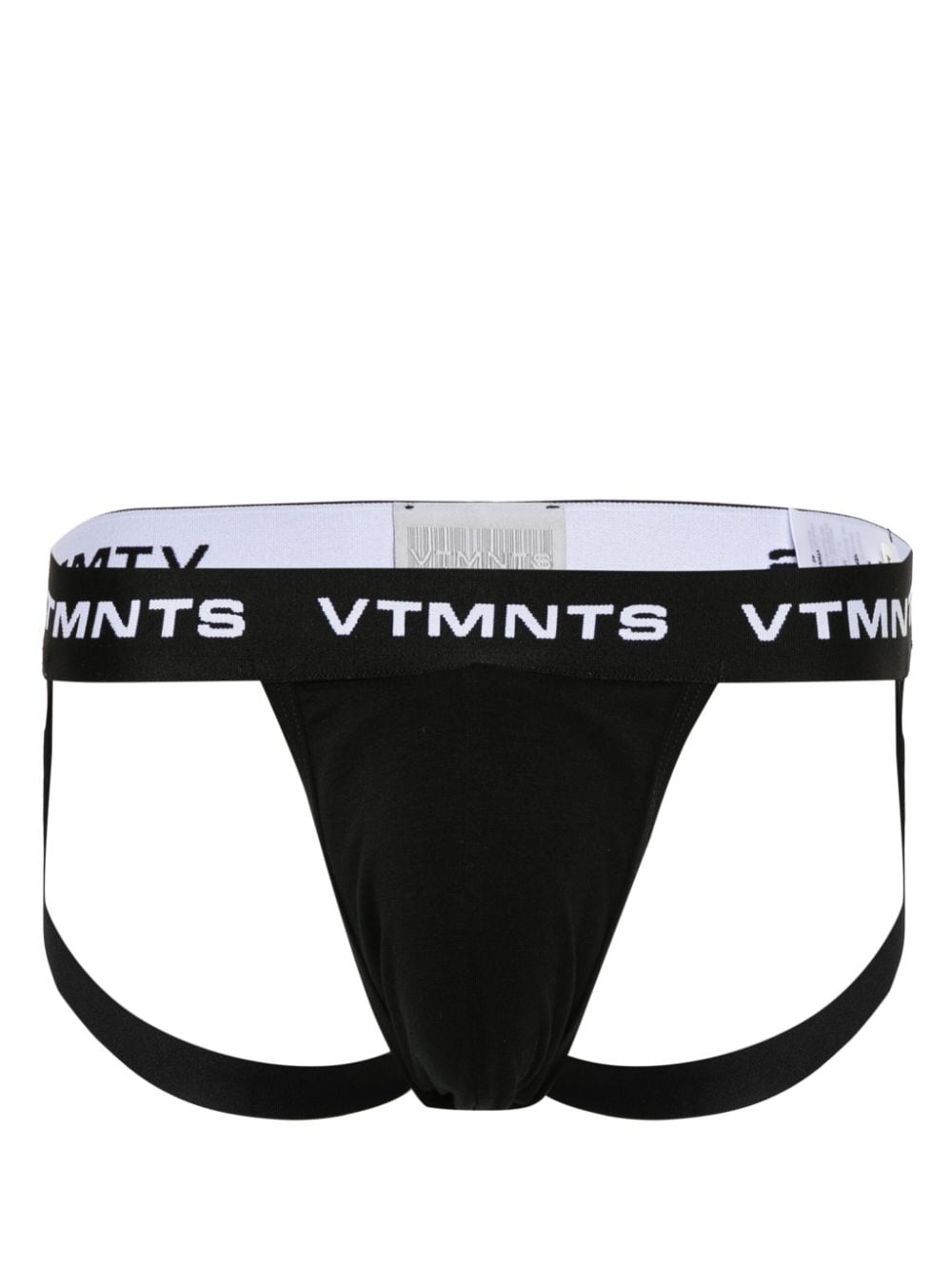 Vtmnts Logo-waistband Cotton Jockstrap In Black