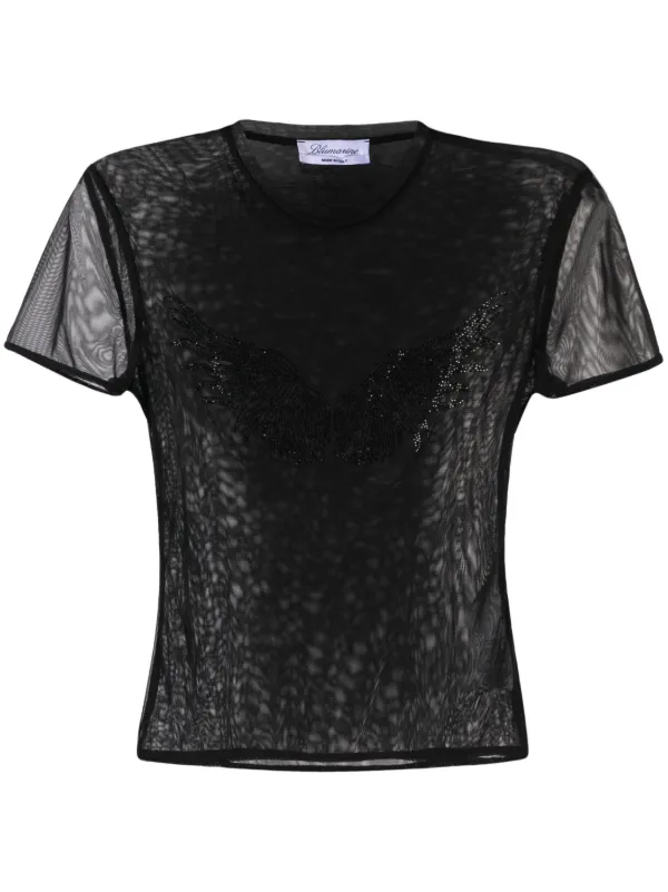Blumarine Playera Transparente Con Detalle De Mostacillas Farfetch