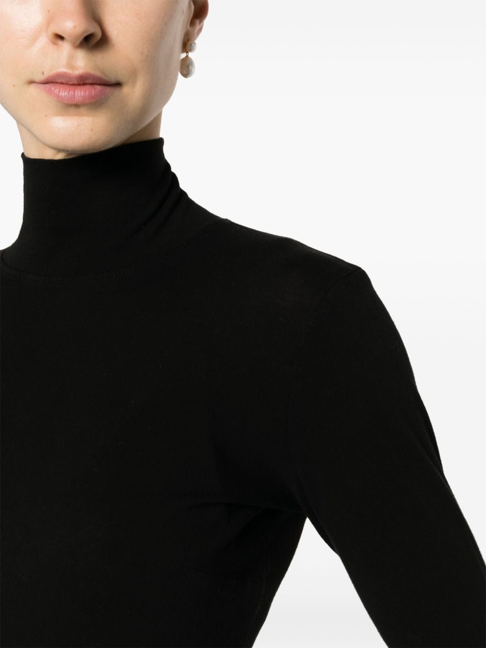 Shop Raquel Allegra Roll-neck Cotton Jumper In Black