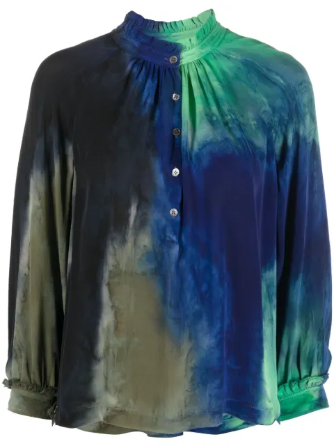 Raquel Allegra Victorian Celestial-print silk blouse