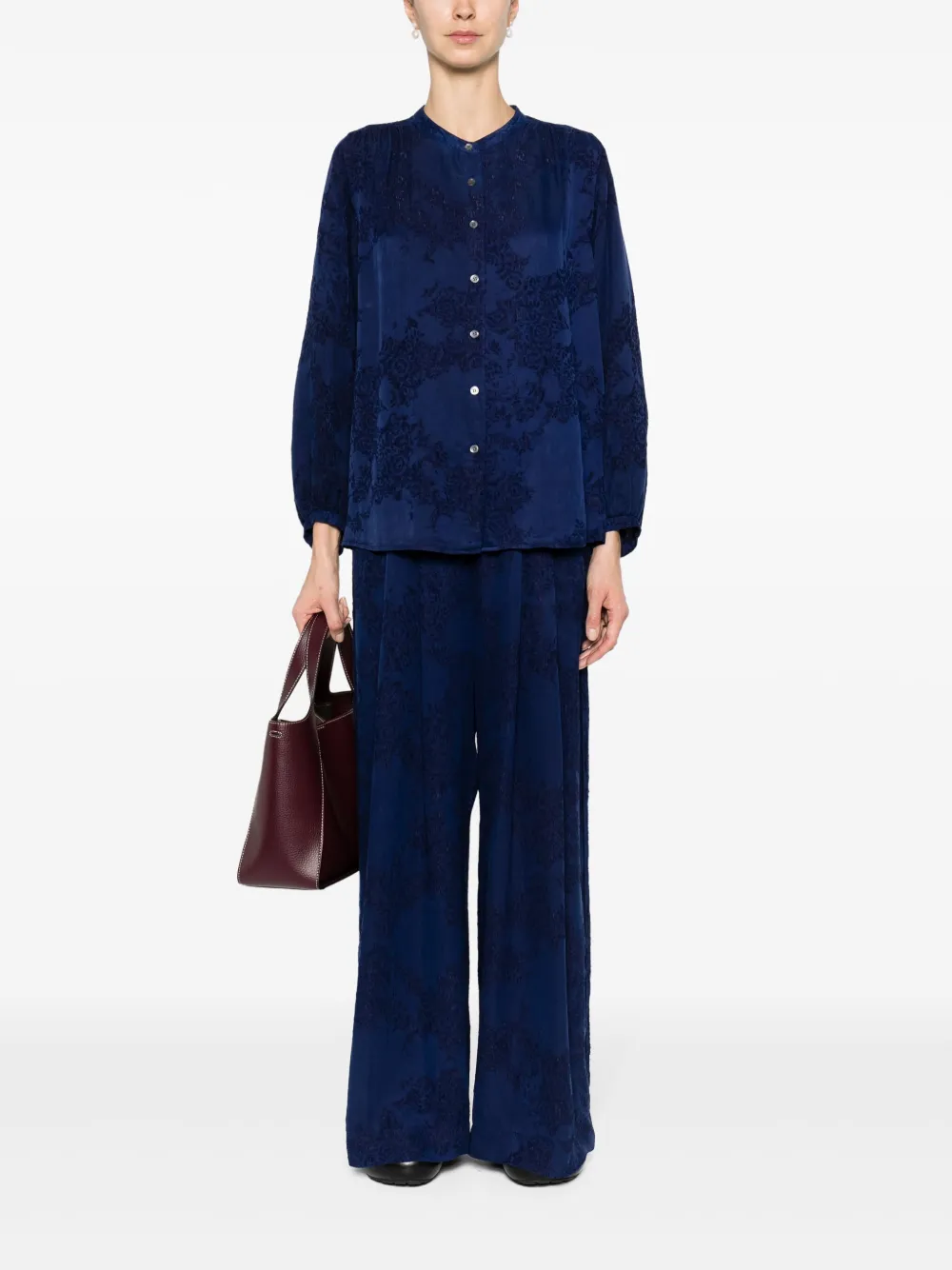 Raquel Allegra Palazzo broek met jacquard - Blauw