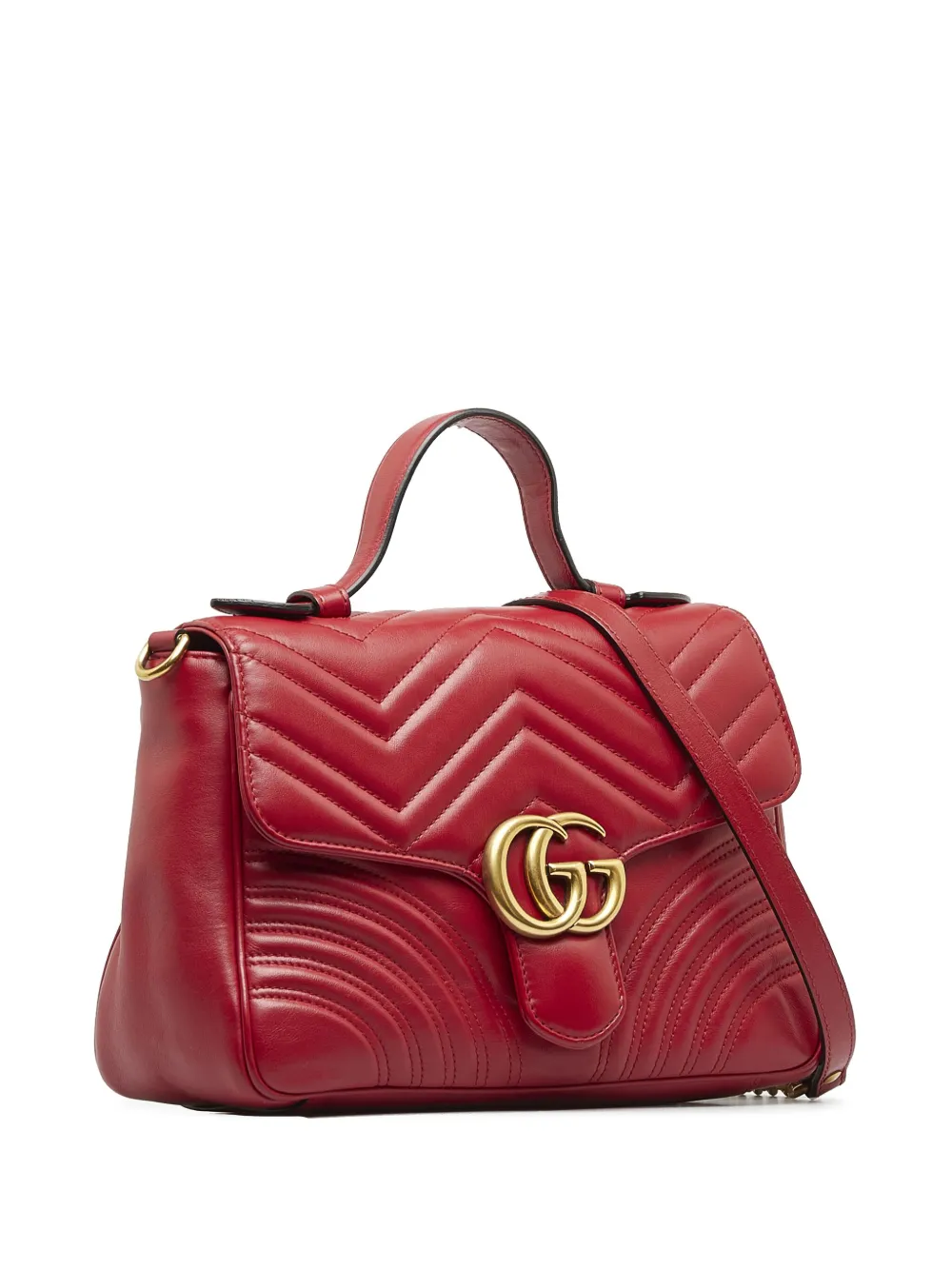Gucci Pre-Owned 2016-2022 Gucci GG Marmont Leather Satchel - Rood