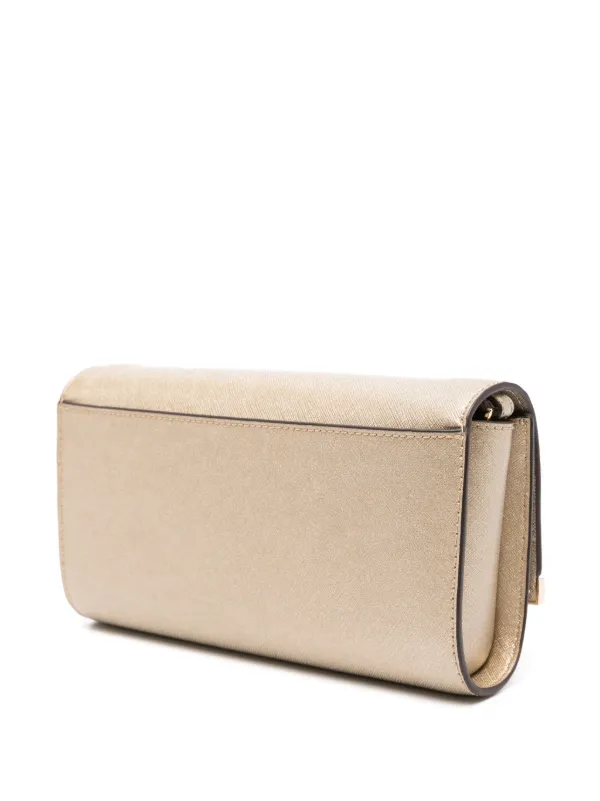 Michael Kors Collection Mona logo plaque Clutch Bag Gold FARFETCH IE