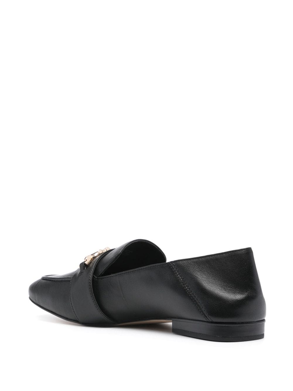 Shop Michael Kors Logo-plaque Leather Loafers In Black